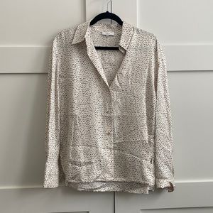 Vince cream with black polka dots satin button down.